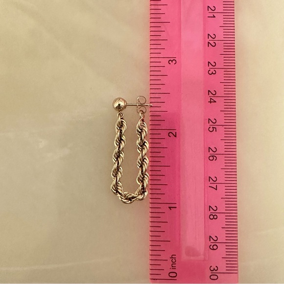 14k Solid Gold Rope Earrings - Picture 3 of 16